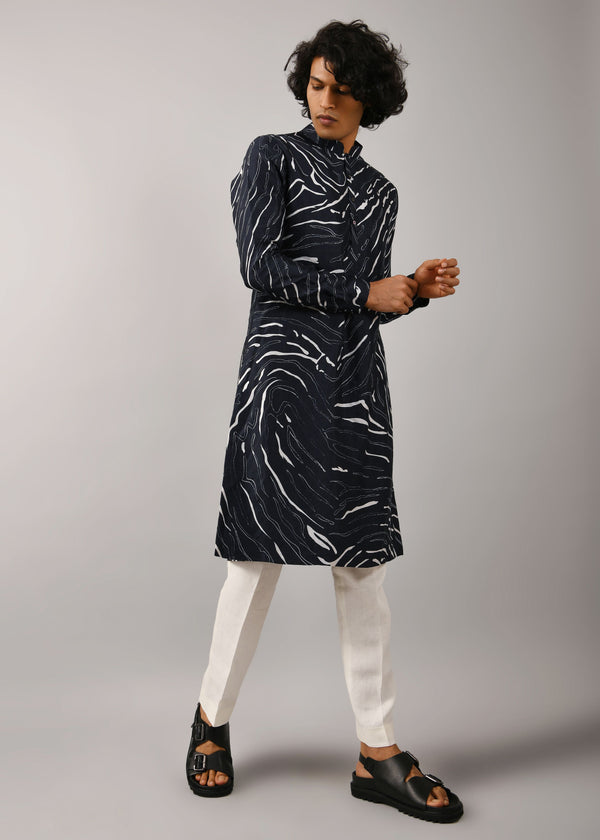 Navy Terrain Maize Kurta