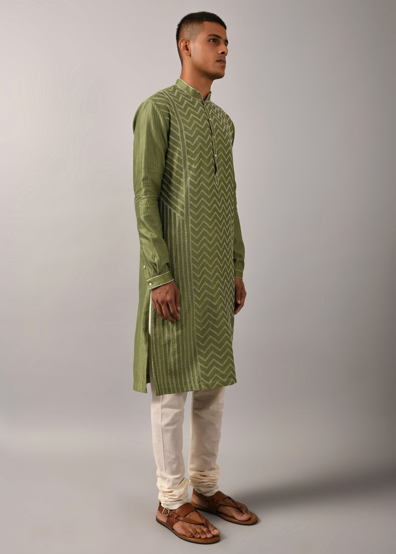 Chevron Hand Embroidered Kurta Set
