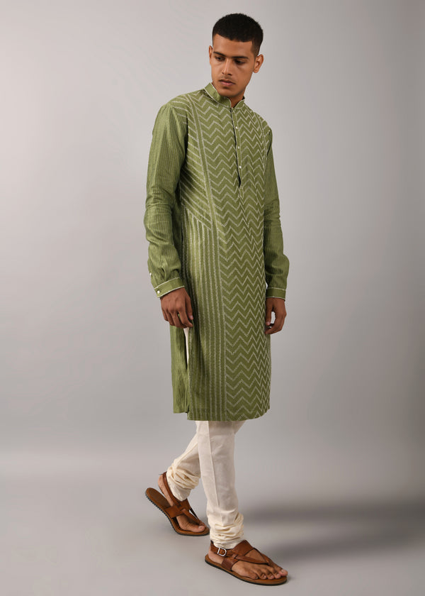 Chevron Hand Embroidered Kurta Set