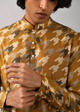 Houndstooth Silk Printed Kurta