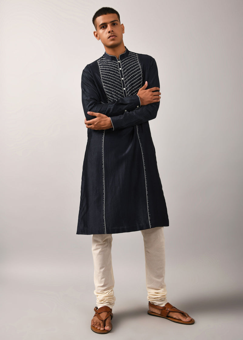 Navy Fence Wire Kurta Set