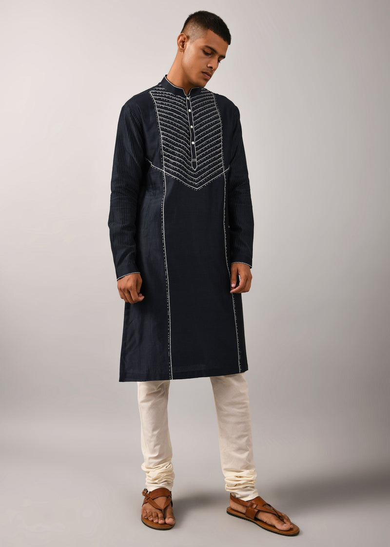 Navy Fence Wire Kurta Set