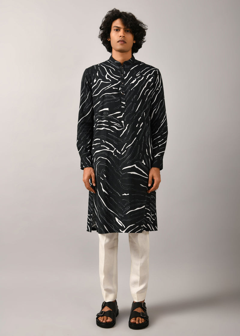 Black Terrain Maize Kurta