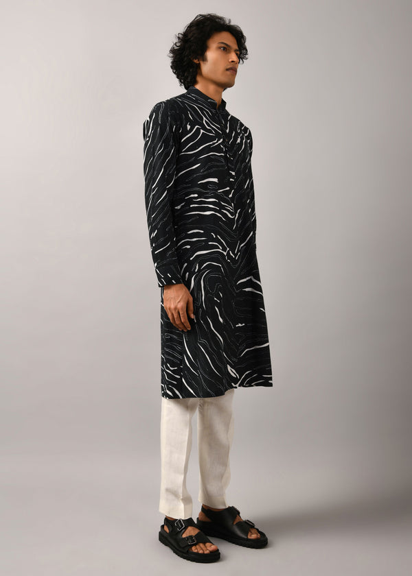 Black Terrain Maize Kurta