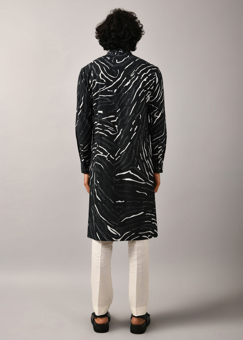 Black Terrain Maize Kurta