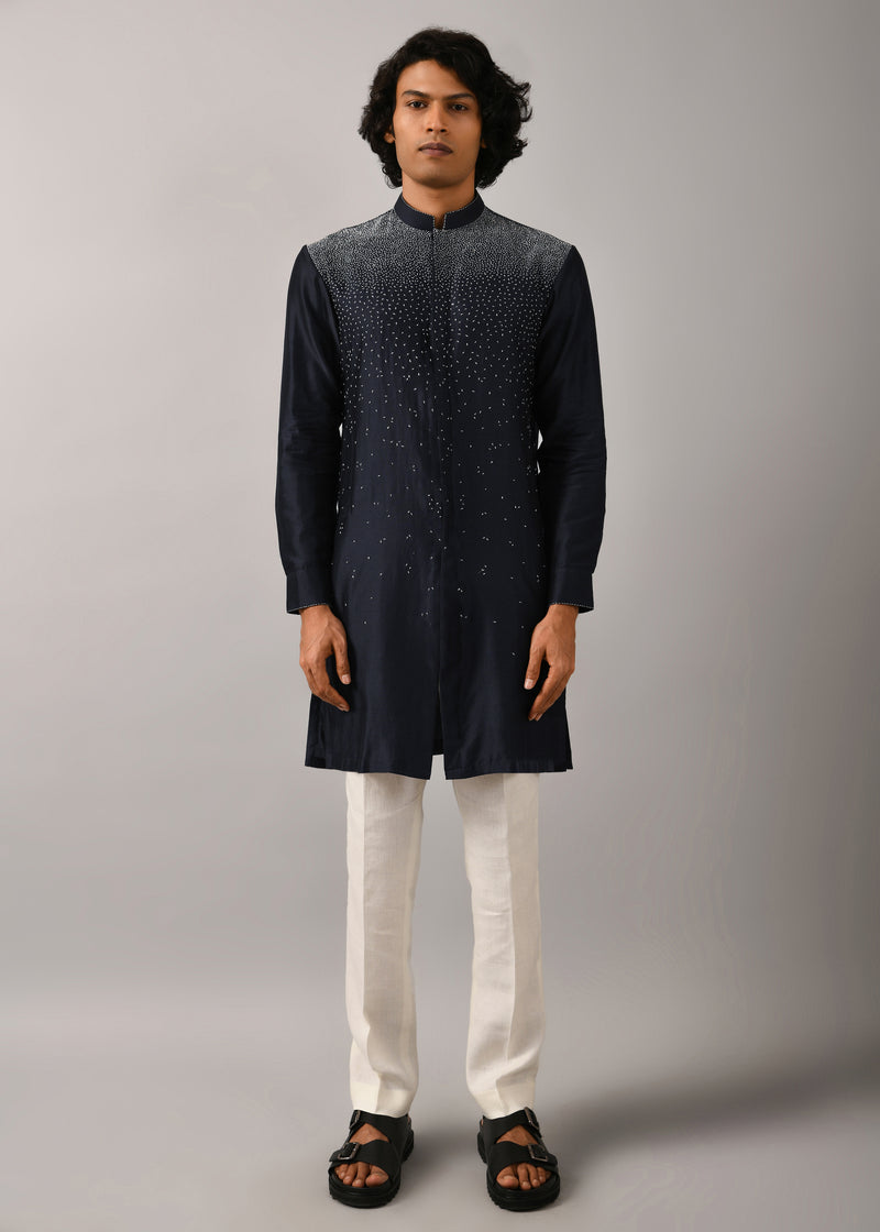 Night Sky Front Open Embroidered Kurta