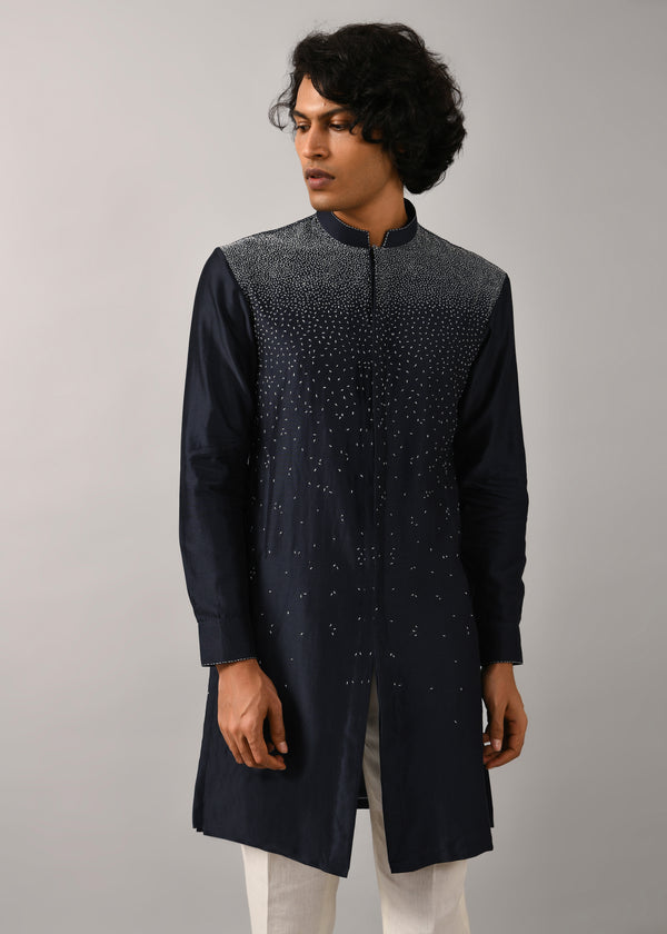 Night Sky Front Open Embroidered Kurta