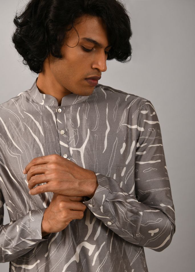Grey Terrain Maize Kurta
