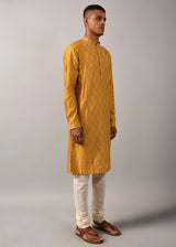 Diamond Pattern Embroidered Kurta Set