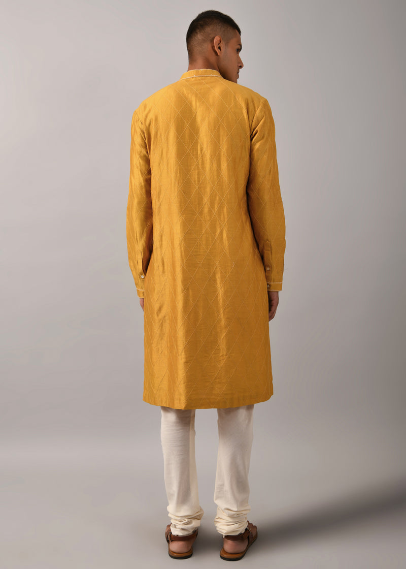 Diamond Pattern Embroidered Kurta Set