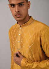 Diamond Pattern Embroidered Kurta Set