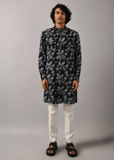 Houndstooth Front Open Printed Kurta