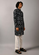 Houndstooth Front Open Printed Kurta