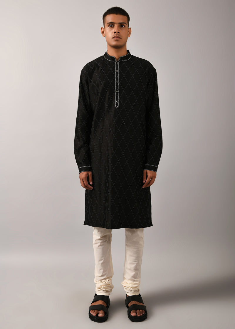Diamond Quilt Pattern Kurta Set
