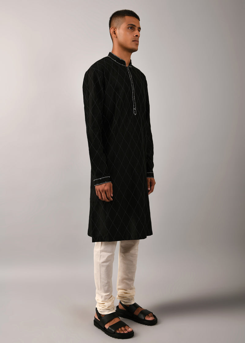 Diamond Quilt Pattern Kurta Set