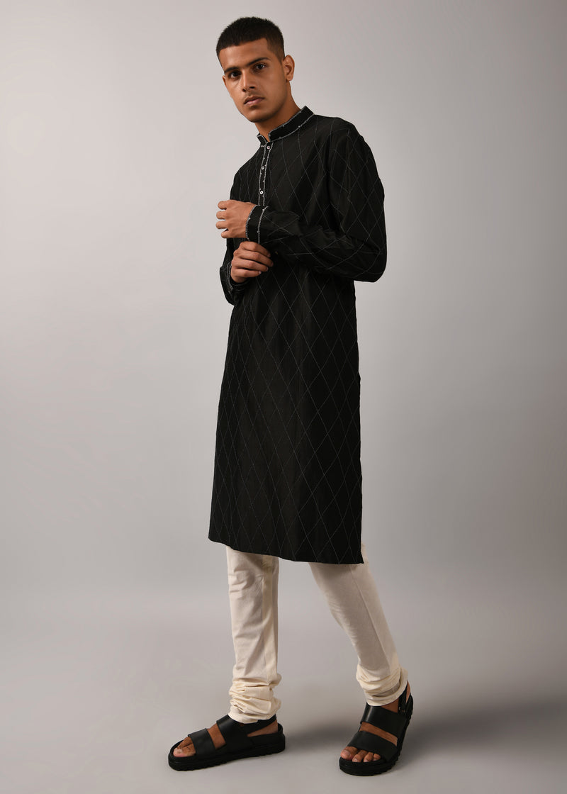 Diamond Quilt Pattern Kurta Set