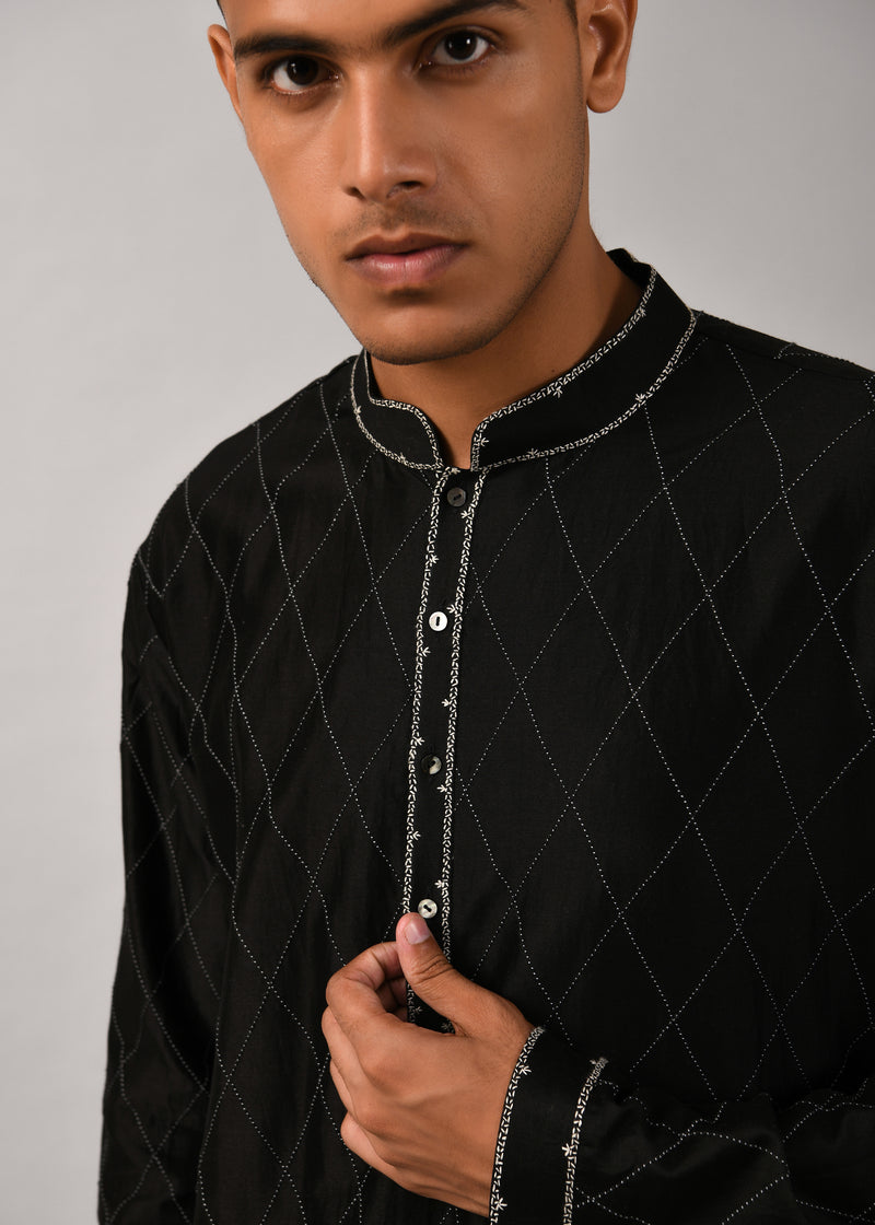 Diamond Quilt Pattern Kurta Set