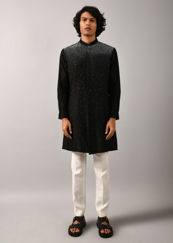 Night Sky Front Open Embroidered Kurta