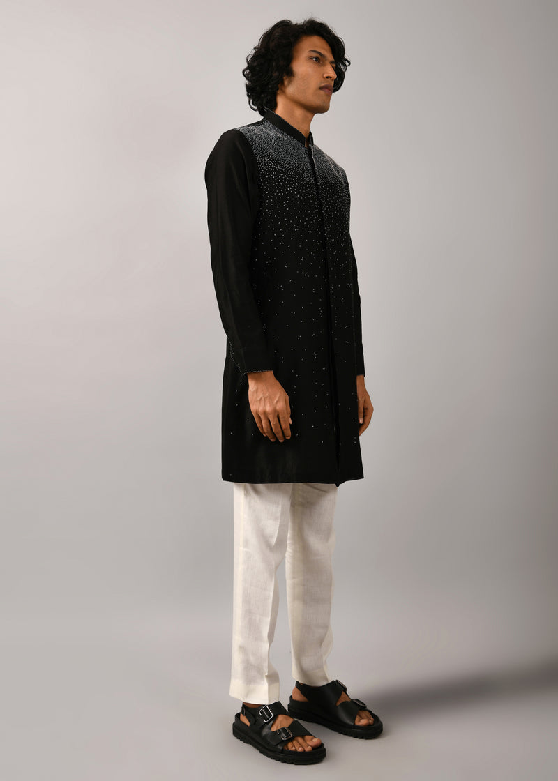 Night Sky Front Open Embroidered Kurta
