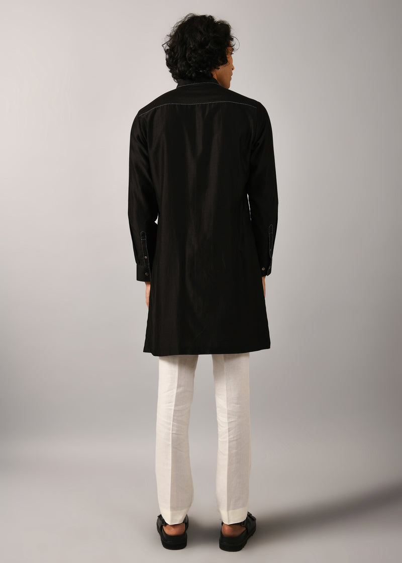 Night Sky Front Open Embroidered Kurta
