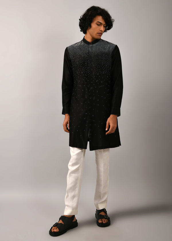 Night Sky Front Open Embroidered Kurta