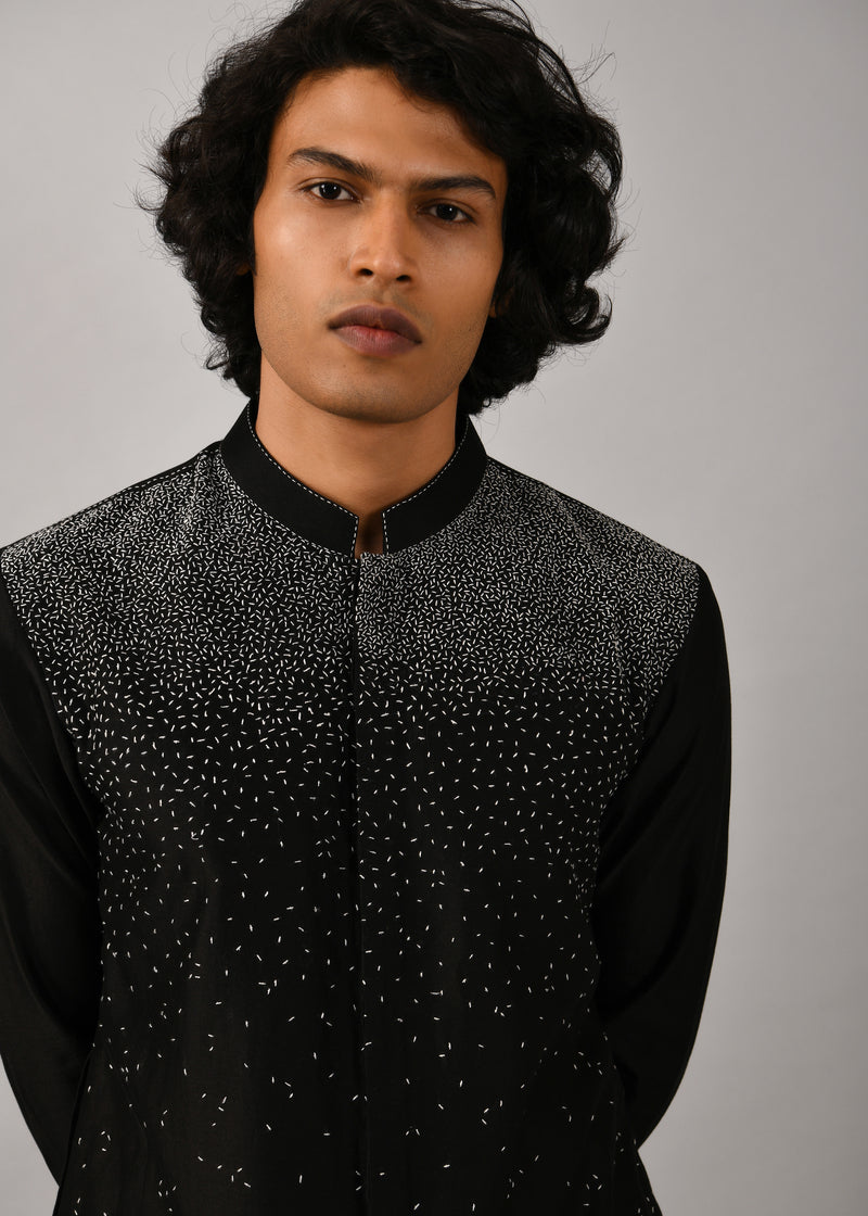 Night Sky Front Open Embroidered Kurta