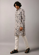 Houndstooth Front Open Printed Kurta