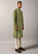 Diamond Pattern Hand Embroidered Kurta Set