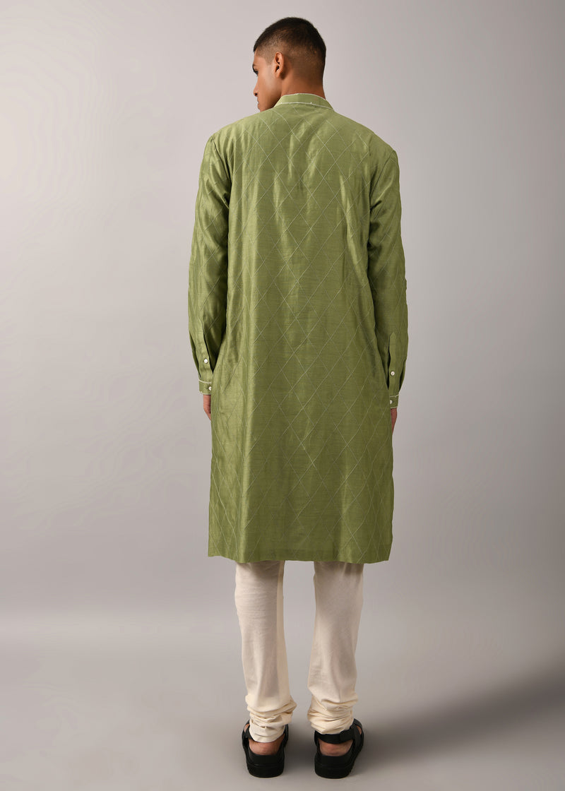 Diamond Pattern Hand Embroidered Kurta Set