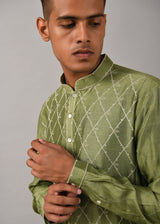 Diamond Pattern Hand Embroidered Kurta Set