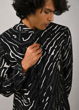 Black Terrain Maize Front Open Kurta