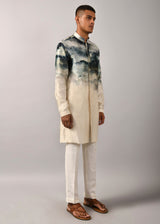 Camouflaged clouds front open Kurta