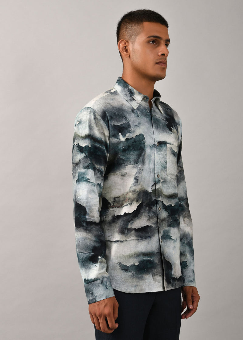 Camouflaged Clouds Print Shirt