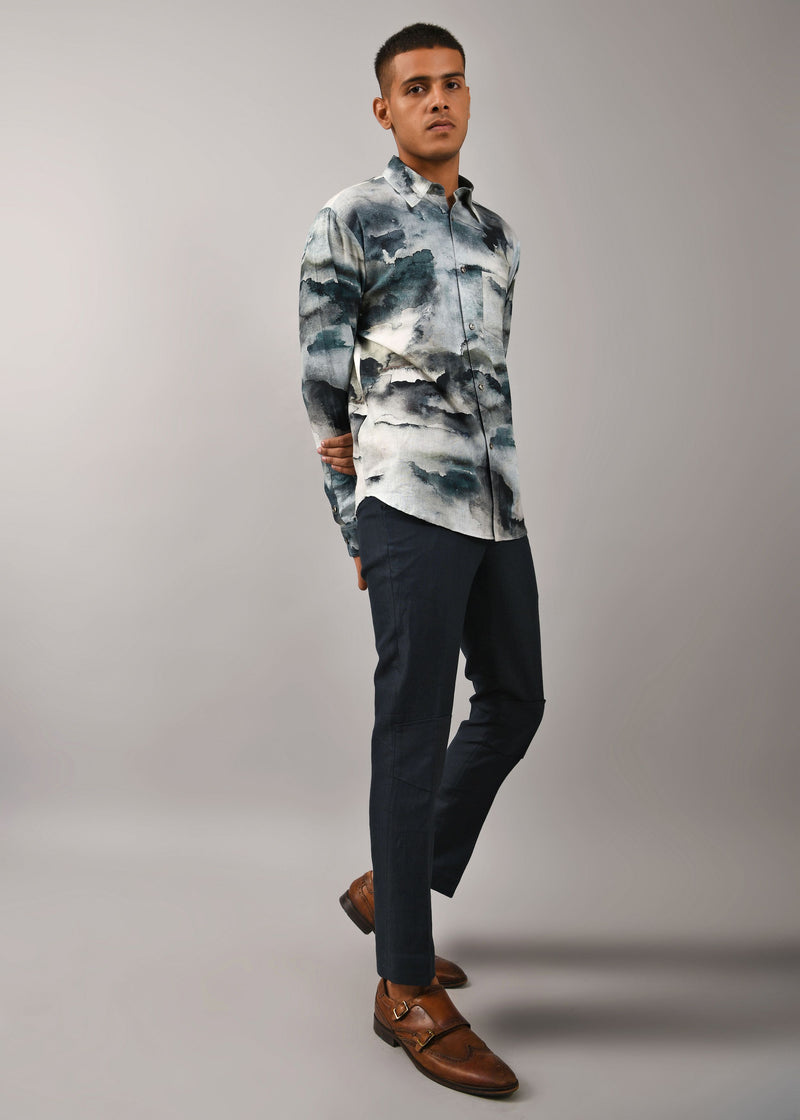 Camouflaged Clouds Print Shirt