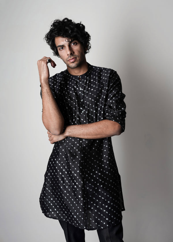 Printed Silk Short Kurta