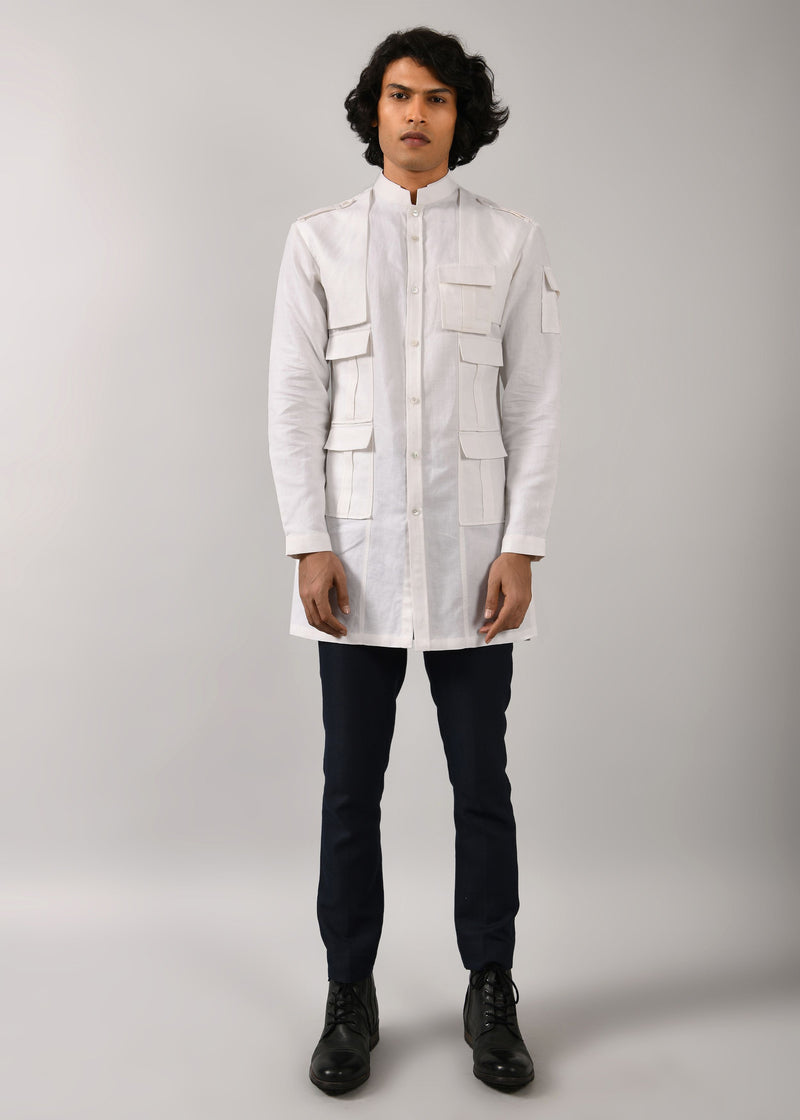 Ivory Memoir trench Kurta
