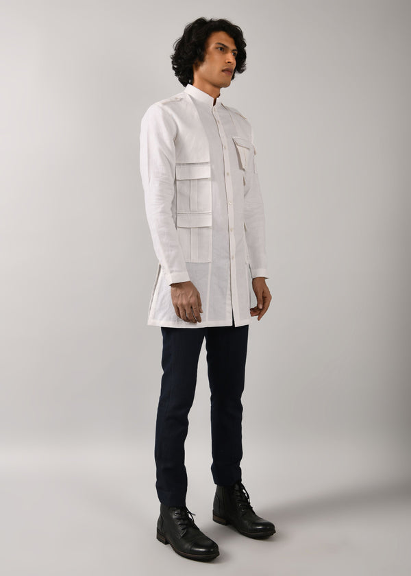 Ivory Memoir trench Kurta