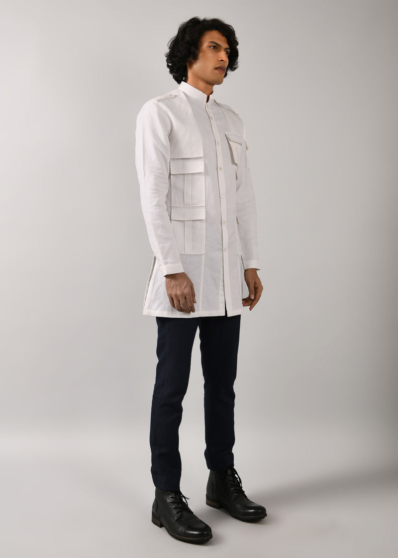 Ivory Memoir trench Kurta