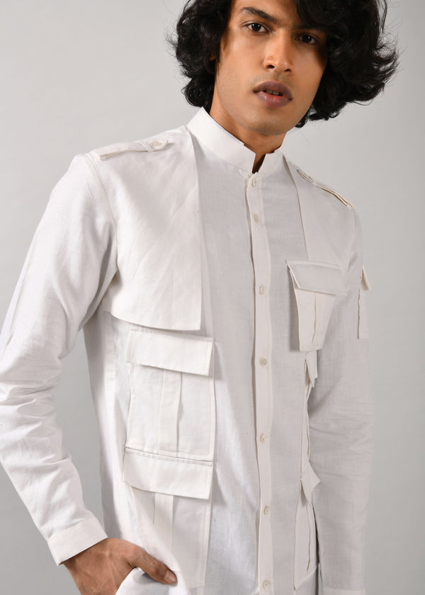 Ivory Memoir trench Kurta