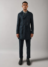 Teal Silk Trench Coat
