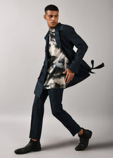 Teal Silk Trench Coat