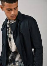 Teal Silk Trench Coat