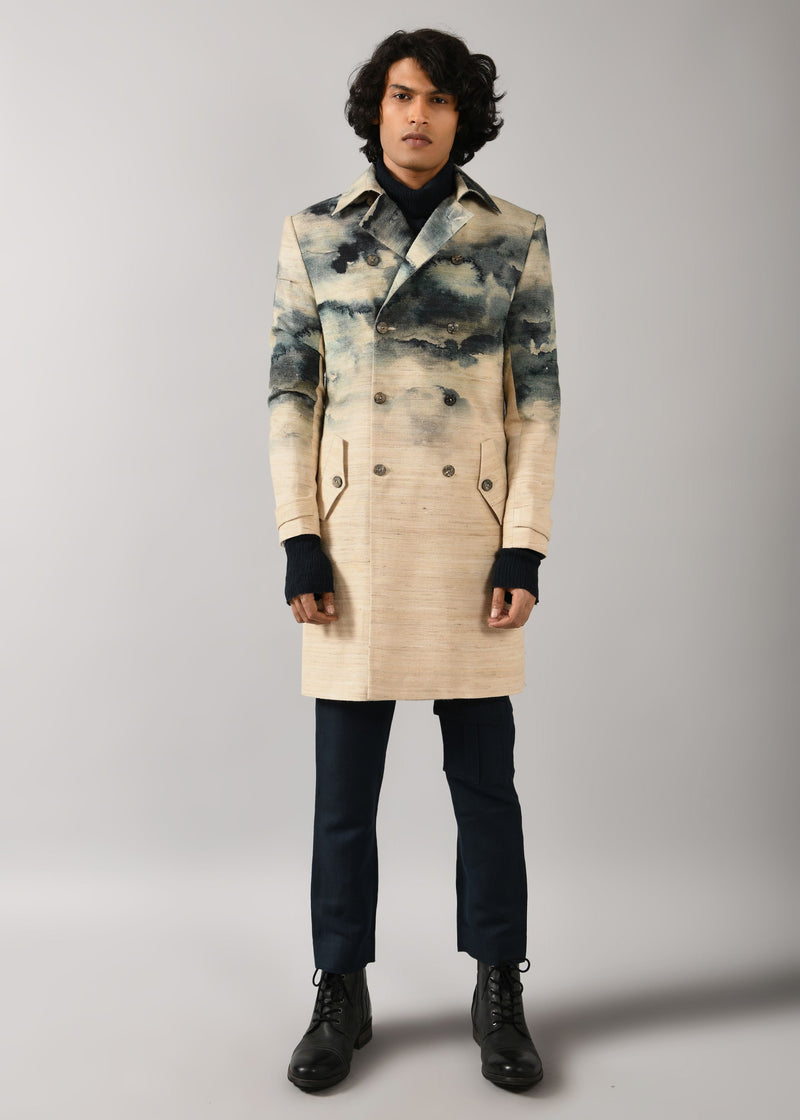 Camo-Clouds Trench Coat