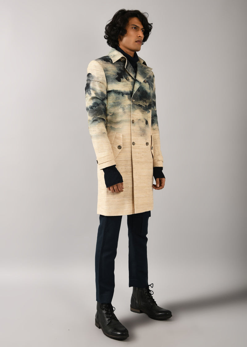 Camo-Clouds Trench Coat