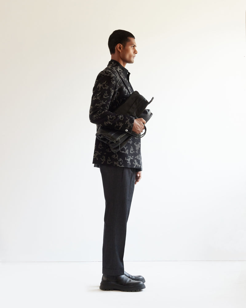 Camo-block  Hand-embroidered Double-breasted Jacket