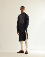 Asymmetric Embroidered Yoke Kurta Set