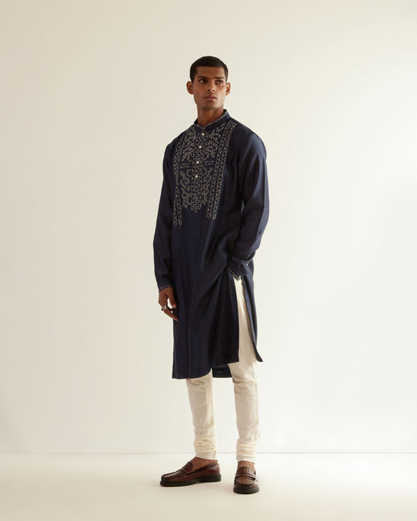 Asymmetric Embroidered Yoke Kurta Set